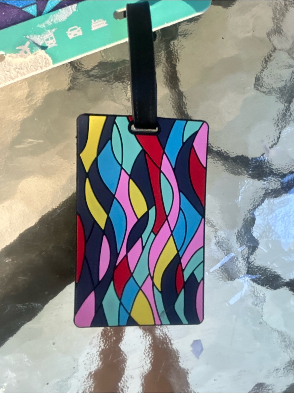 🤩 Colorful Abstract Print Luggage Tag & Travel ID Holder Set - Picture 3 of 3